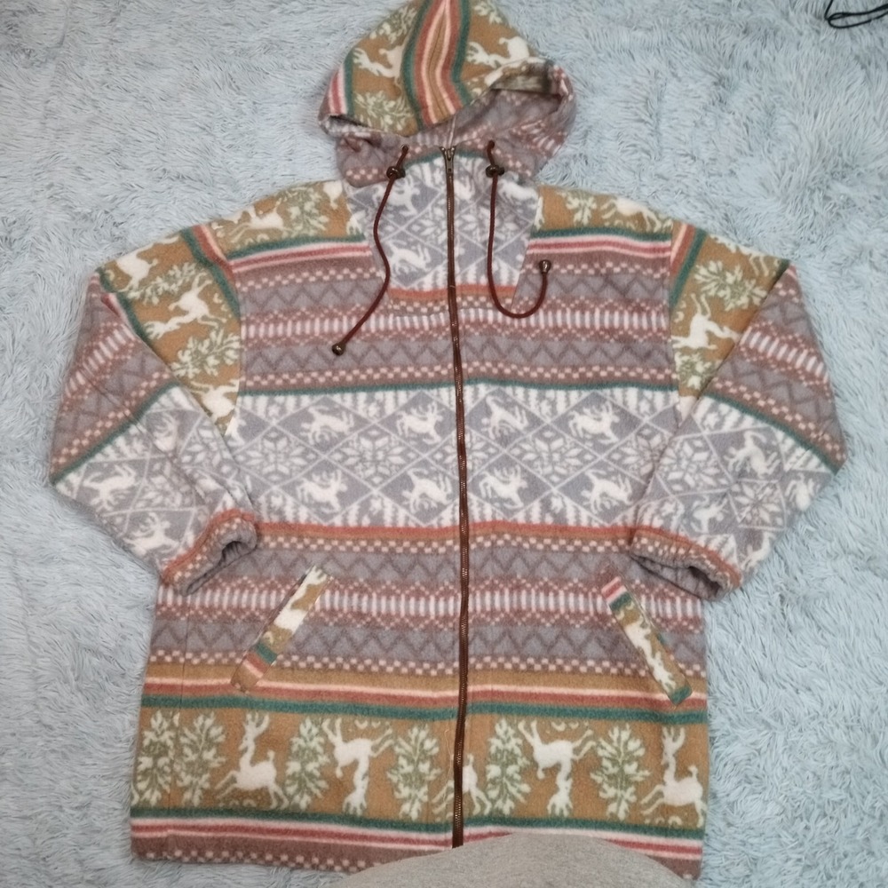G4000 Jacket Womens Biege M Oversized Hood Holiday Christmas Winter M